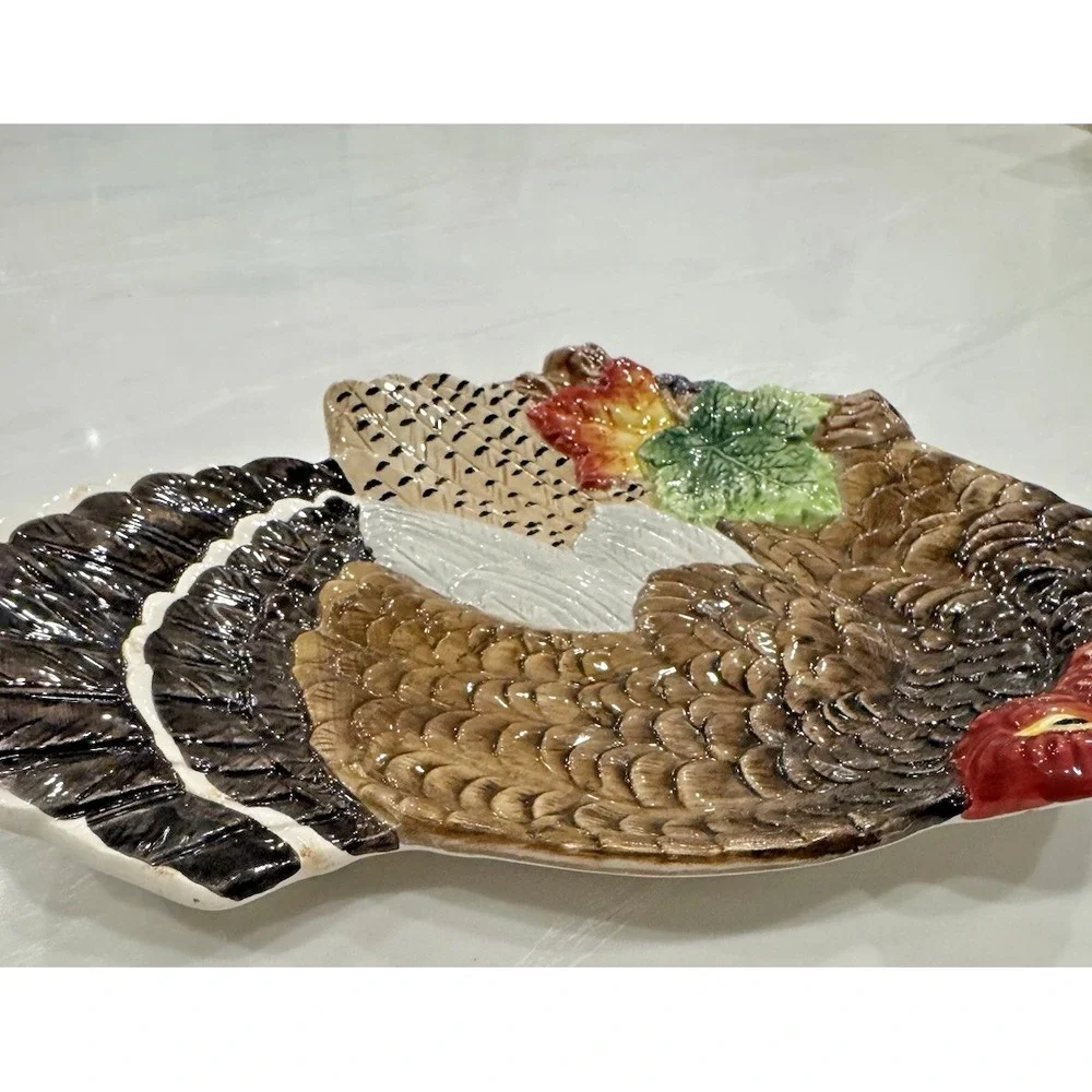 Fitz Floyd 1994 Harvest Turkey Plate Canape Omnibus Thanksgiving Vtg